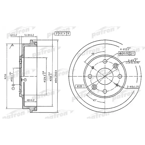 Тормозной барабан задний PATRON PDR1546